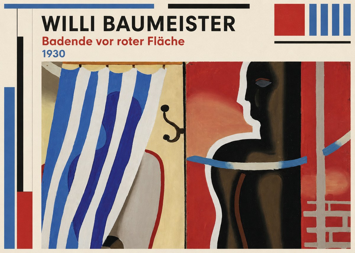 Willi Baumeister Badende Vor Roter Fläche No4 - Affiche