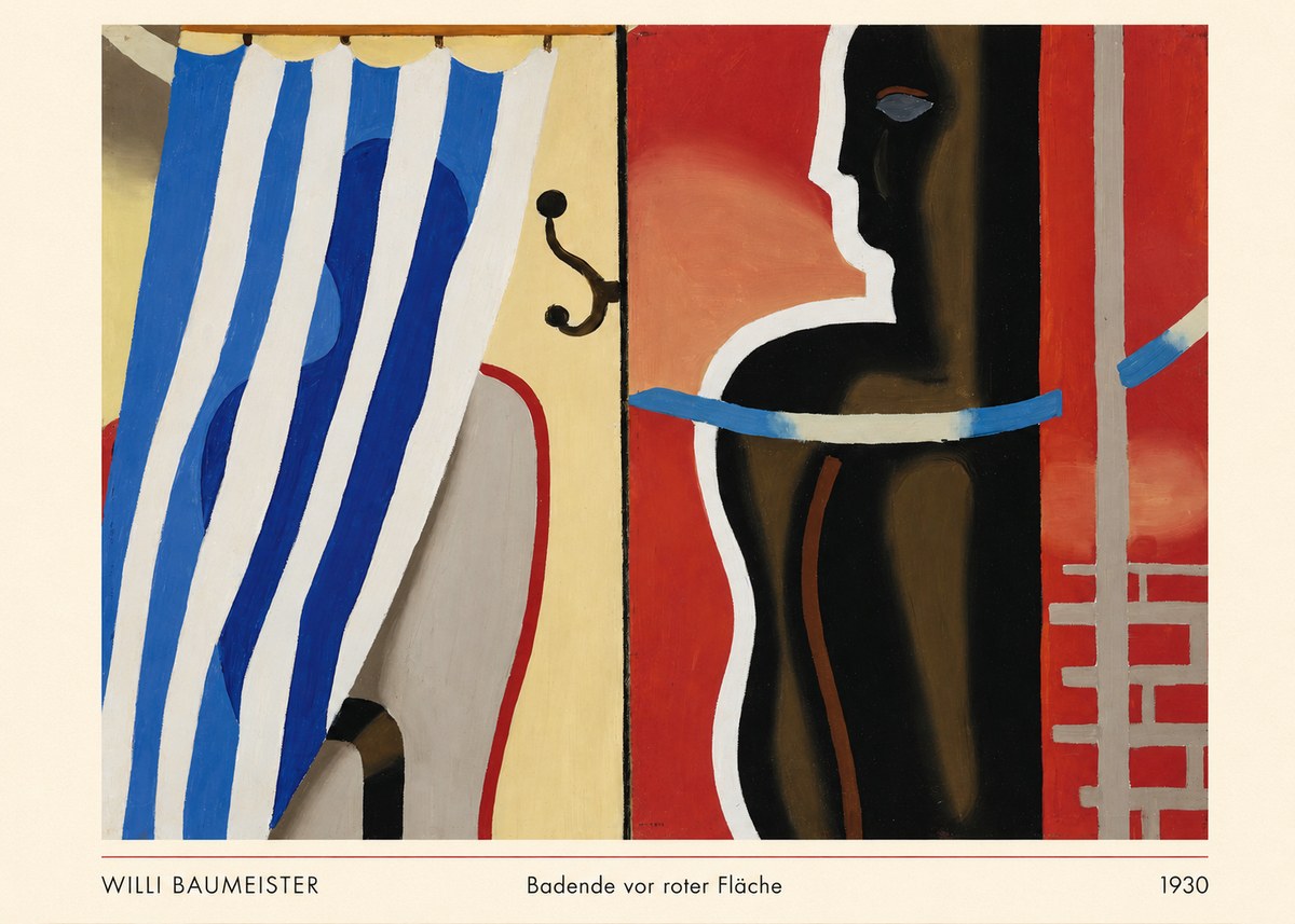 Willi Baumeister Badende Vor Roter Fläche No5 - Affiche