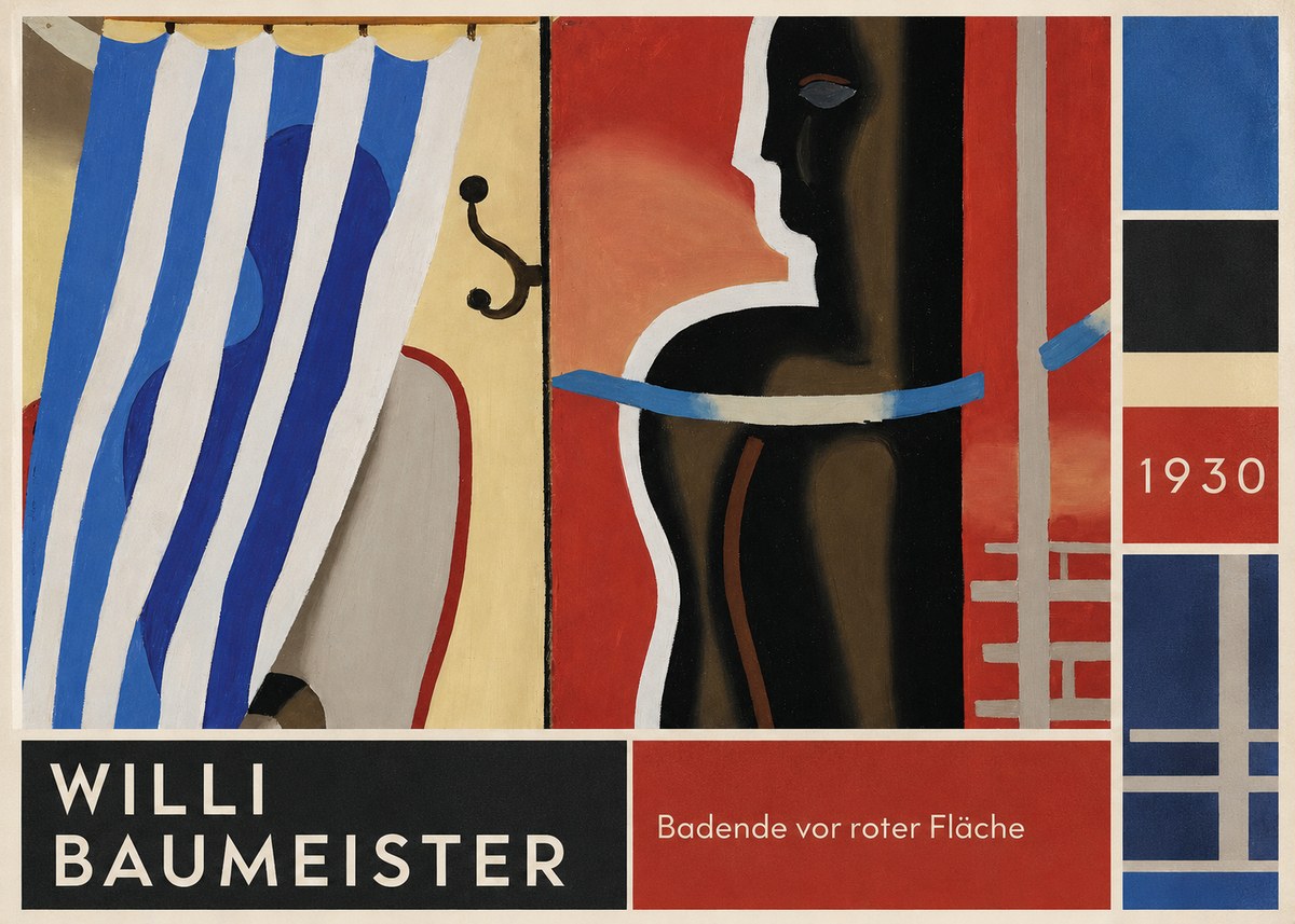 Willi Baumeister Badende Vor Roter Fläche No6 - Affiche