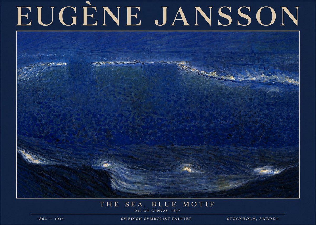 Eugène Jansson The Sea. Blue Motif No3 - Affiche