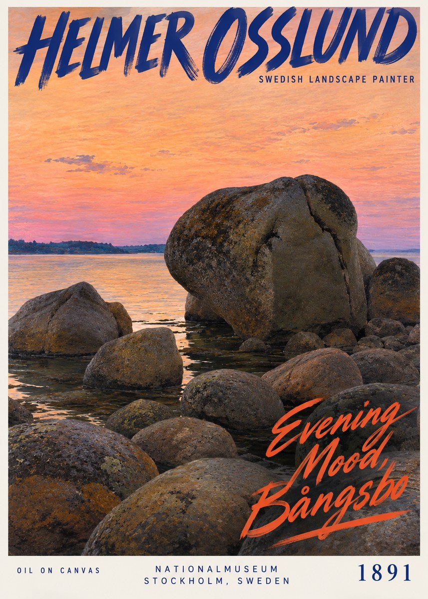 Helmer Osslund Evening Mood, Bångsbo - 1891 No2 - Affiche