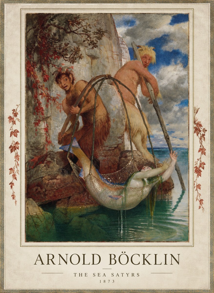 Arnold Böcklin Zwei Fischende Pane No5 - Affiche