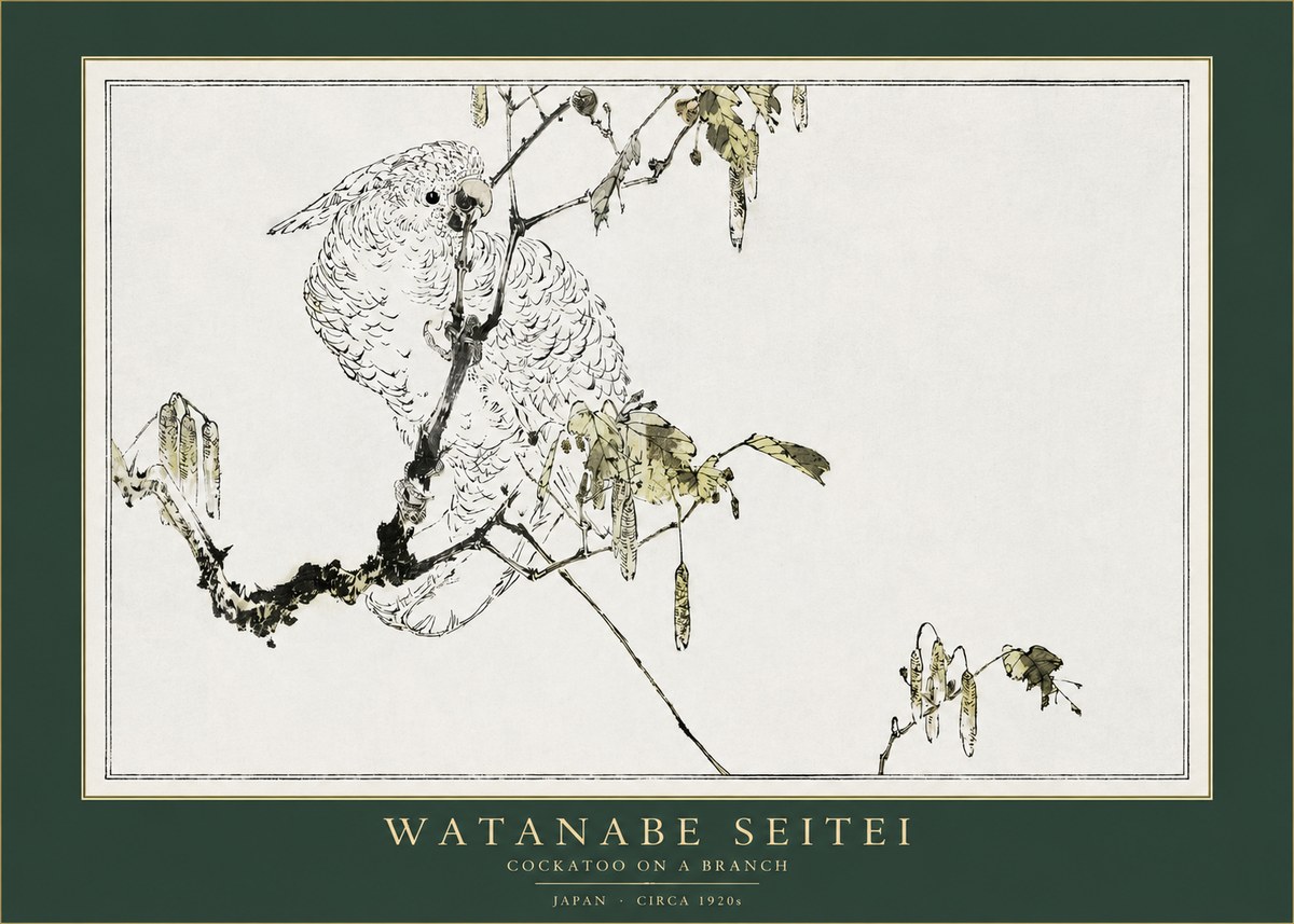 Watanabe Seitei Cockatoo on a Branch No2 - Affiche