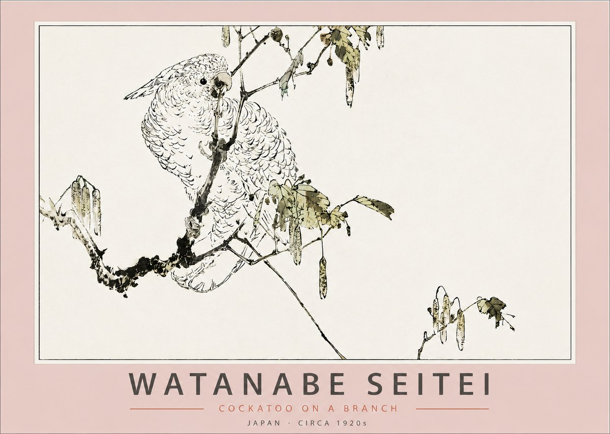 Watanabe Seitei Cockatoo on a Branch No3 - Affiche