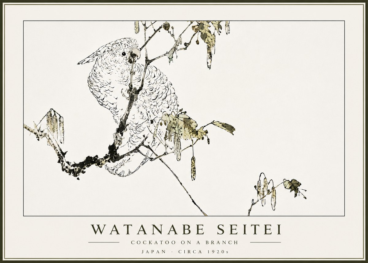 Watanabe Seitei Cockatoo on a Branch No5 - Affiche