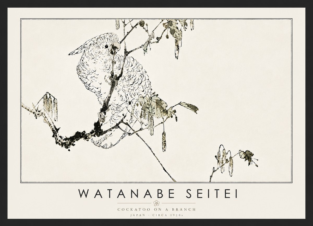 Watanabe Seitei Cockatoo on a Branch No6 - Affiche