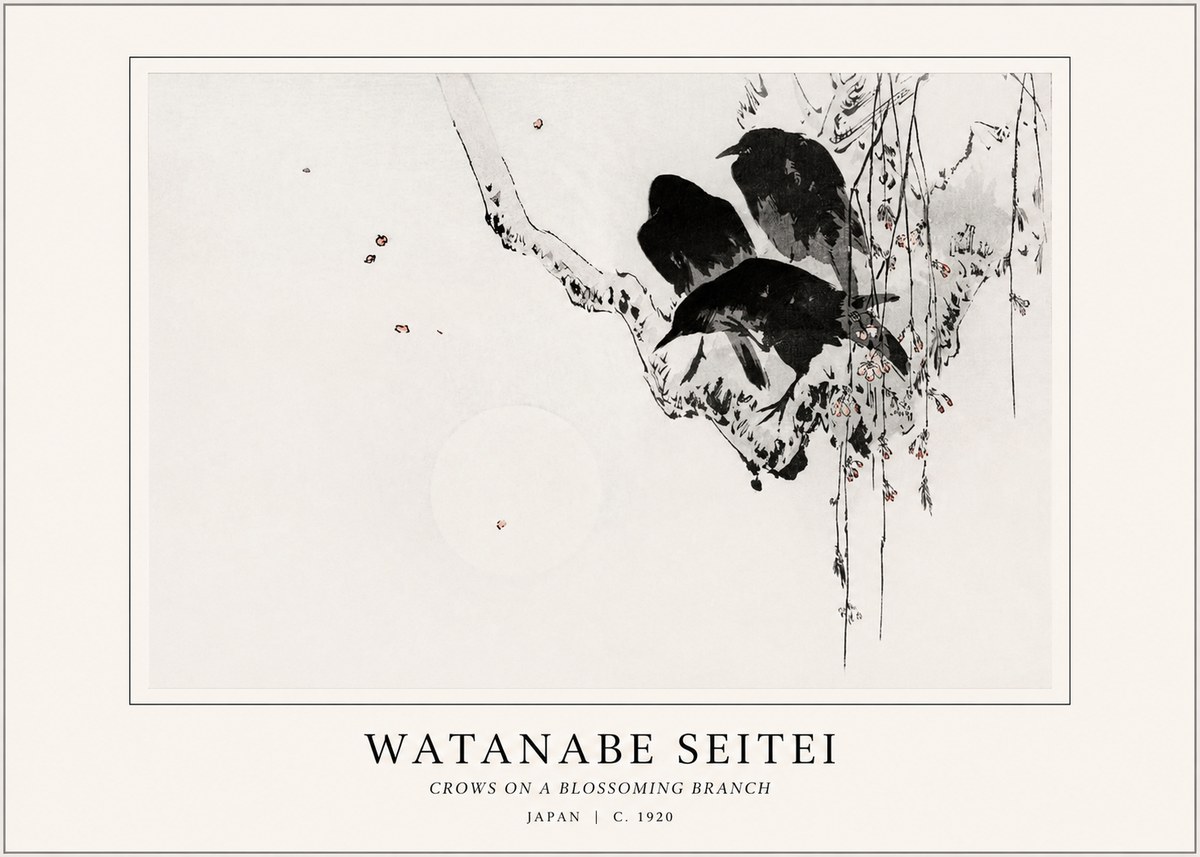 Watanabe Seitei Crows on a Blossoming Branch No1 - Affiche