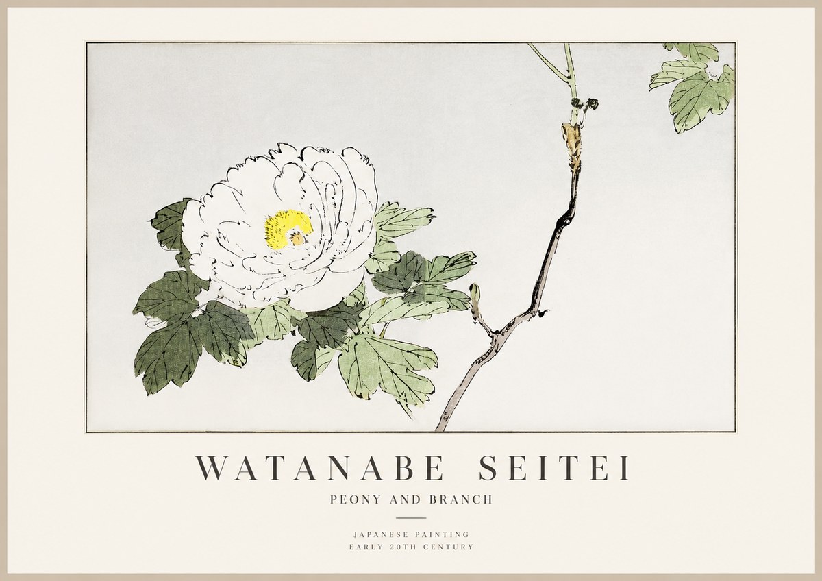 Watanabe Seitei Peony and Branch No1 - Affiche