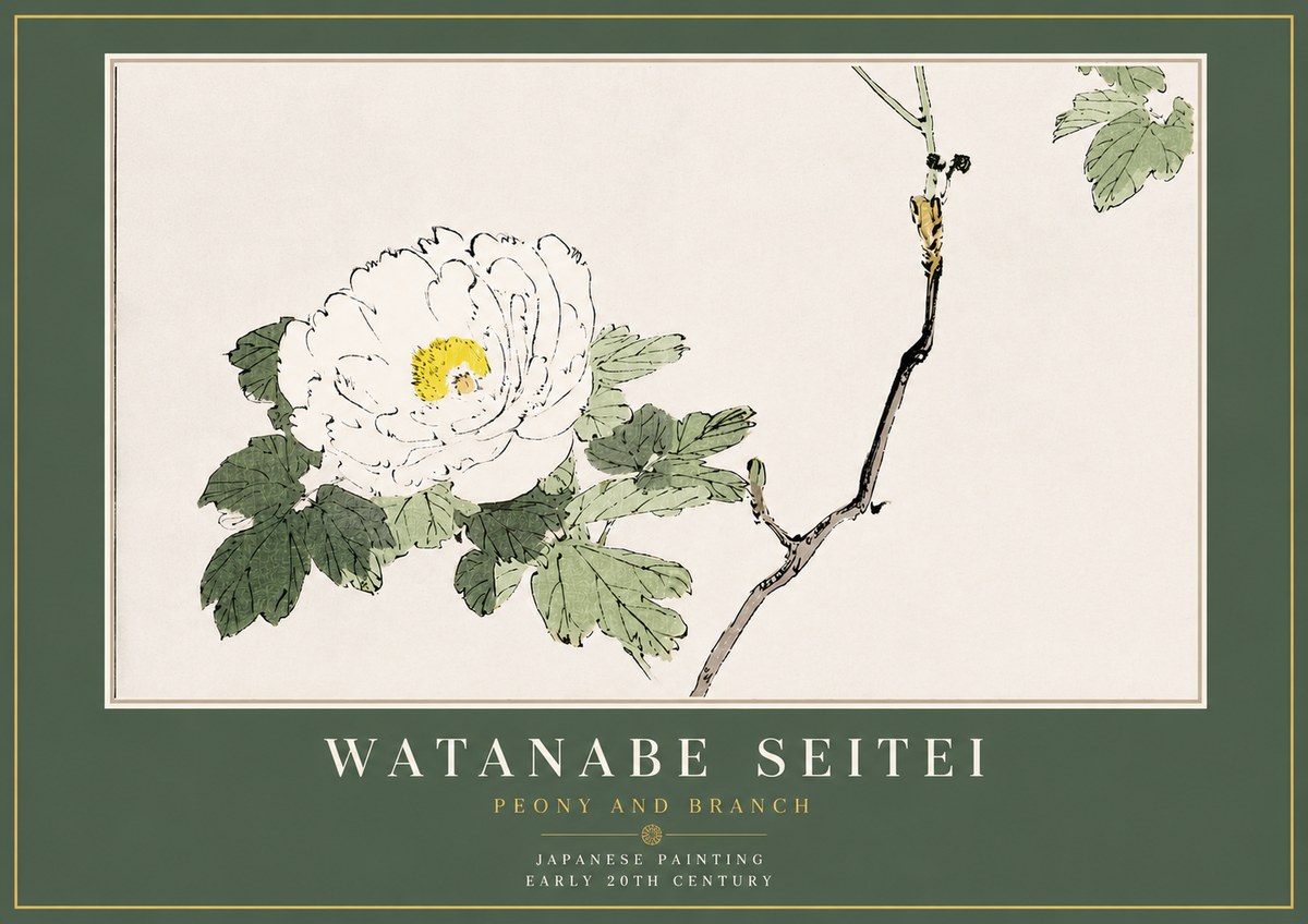 Watanabe Seitei Peony and Branch No4 - Affiche