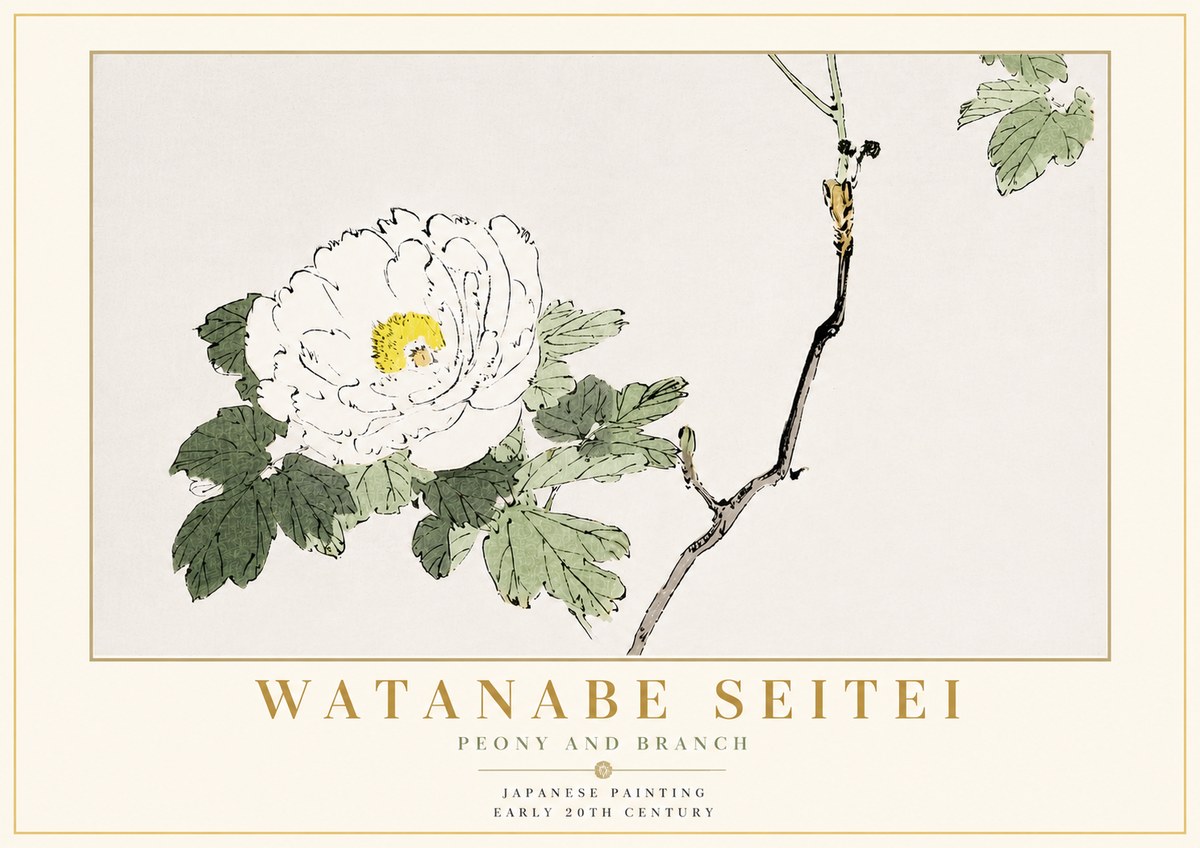 Watanabe Seitei Peony and Branch No6 - Affiche