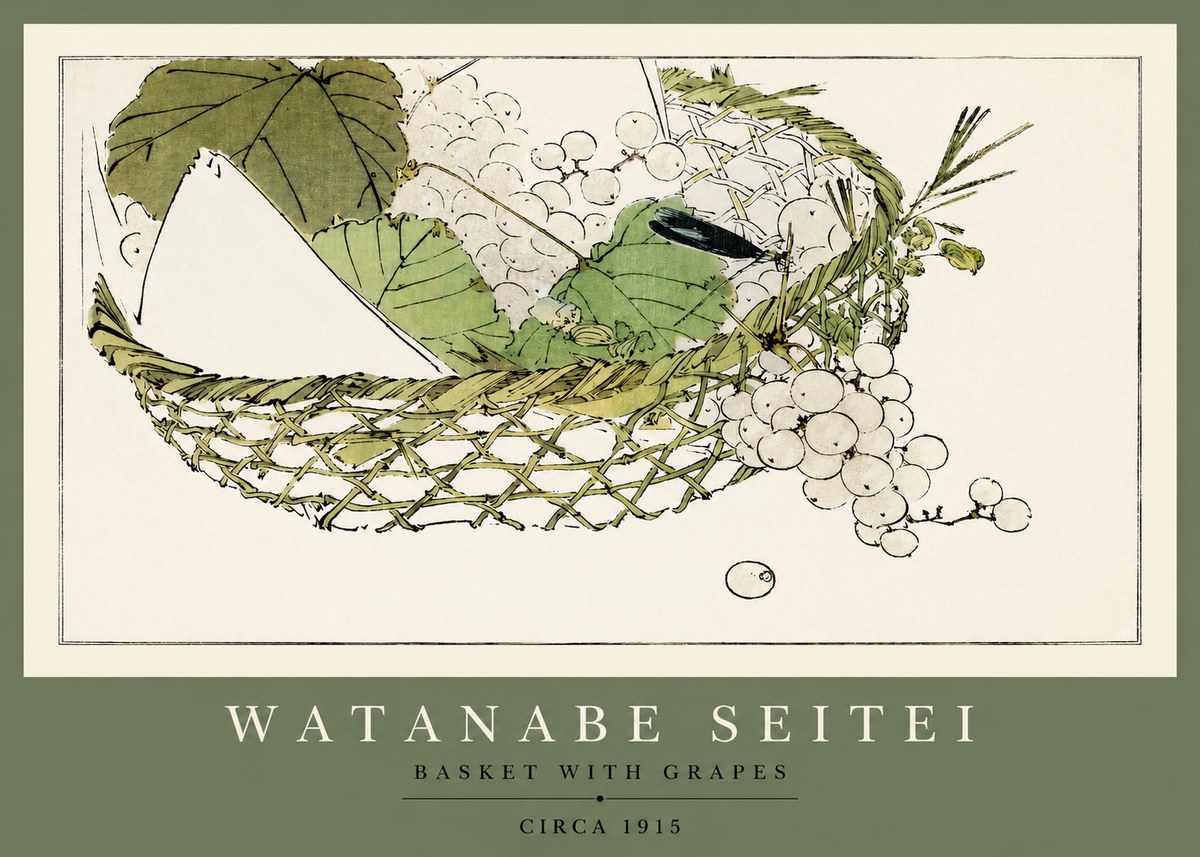 Watanabe Seitei Basket with Grapes No2 - Affiche