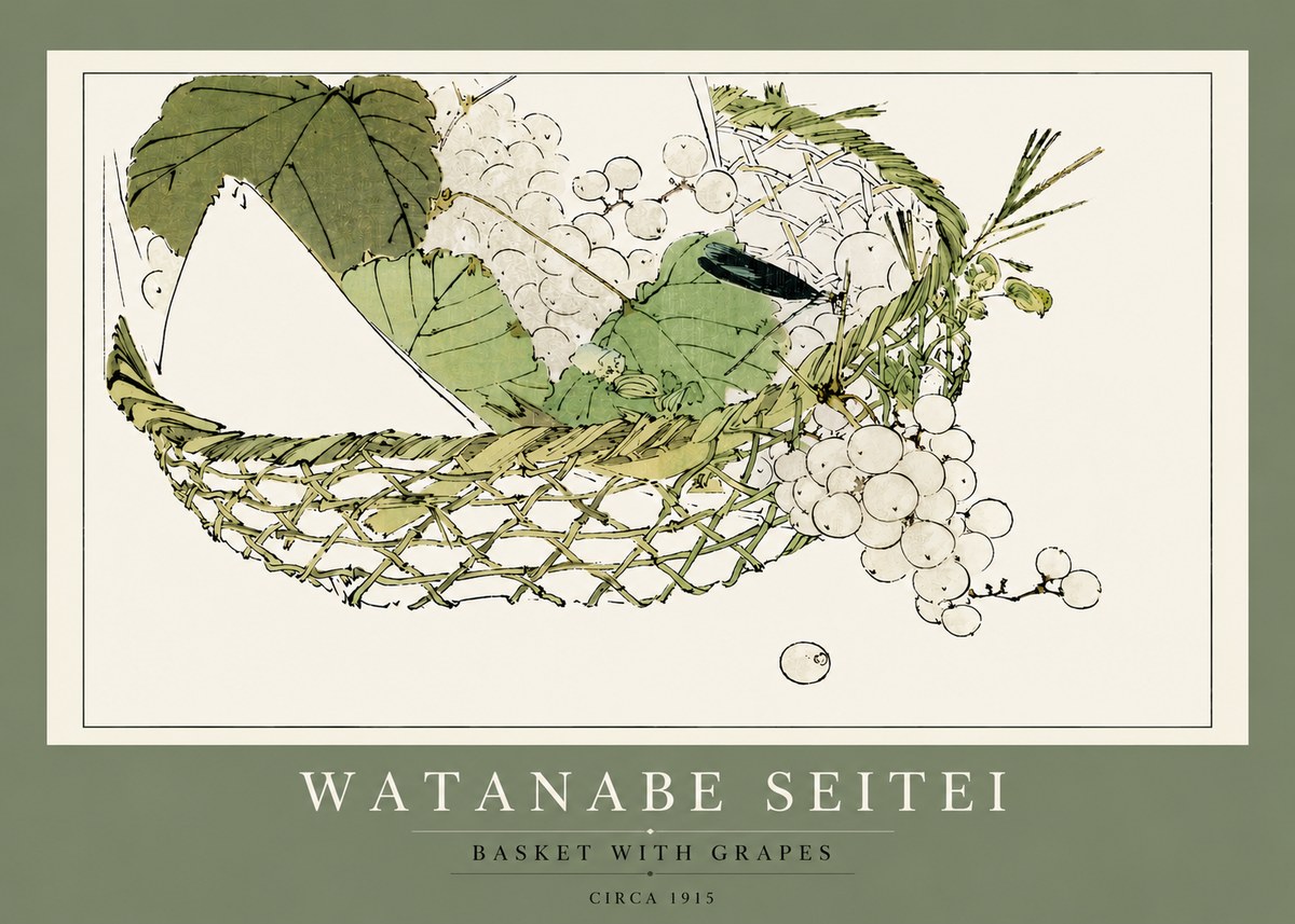 Watanabe Seitei Basket with Grapes No4 - Affiche