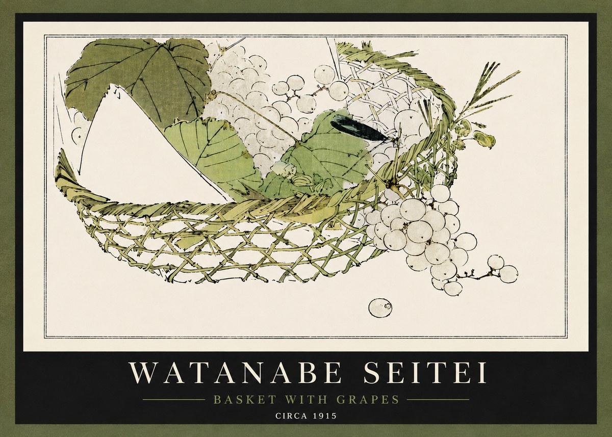 Watanabe Seitei Basket with Grapes No5 - Affiche
