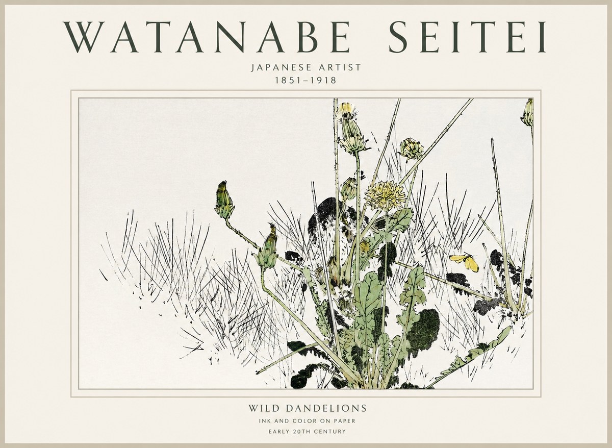 Watanabe Seitei Wild Dandelions No1 - Affiche