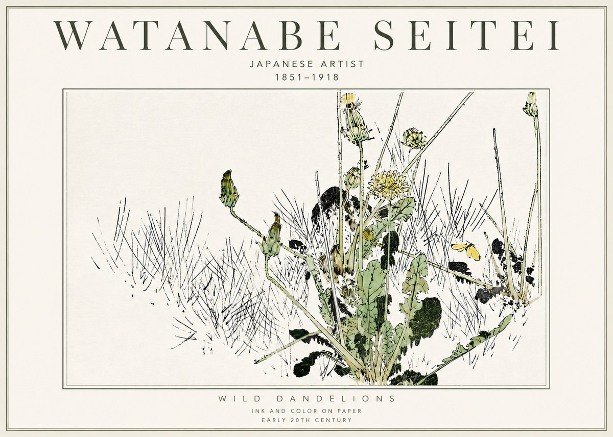 Watanabe Seitei Wild Dandelions No3 - Affiche
