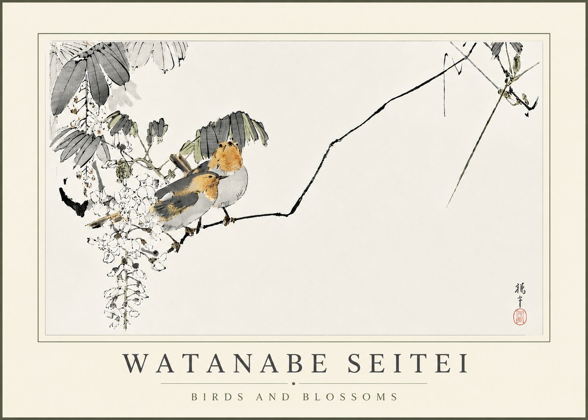 Watanabe Seitei Birds and Blossoms No5 - Affiche