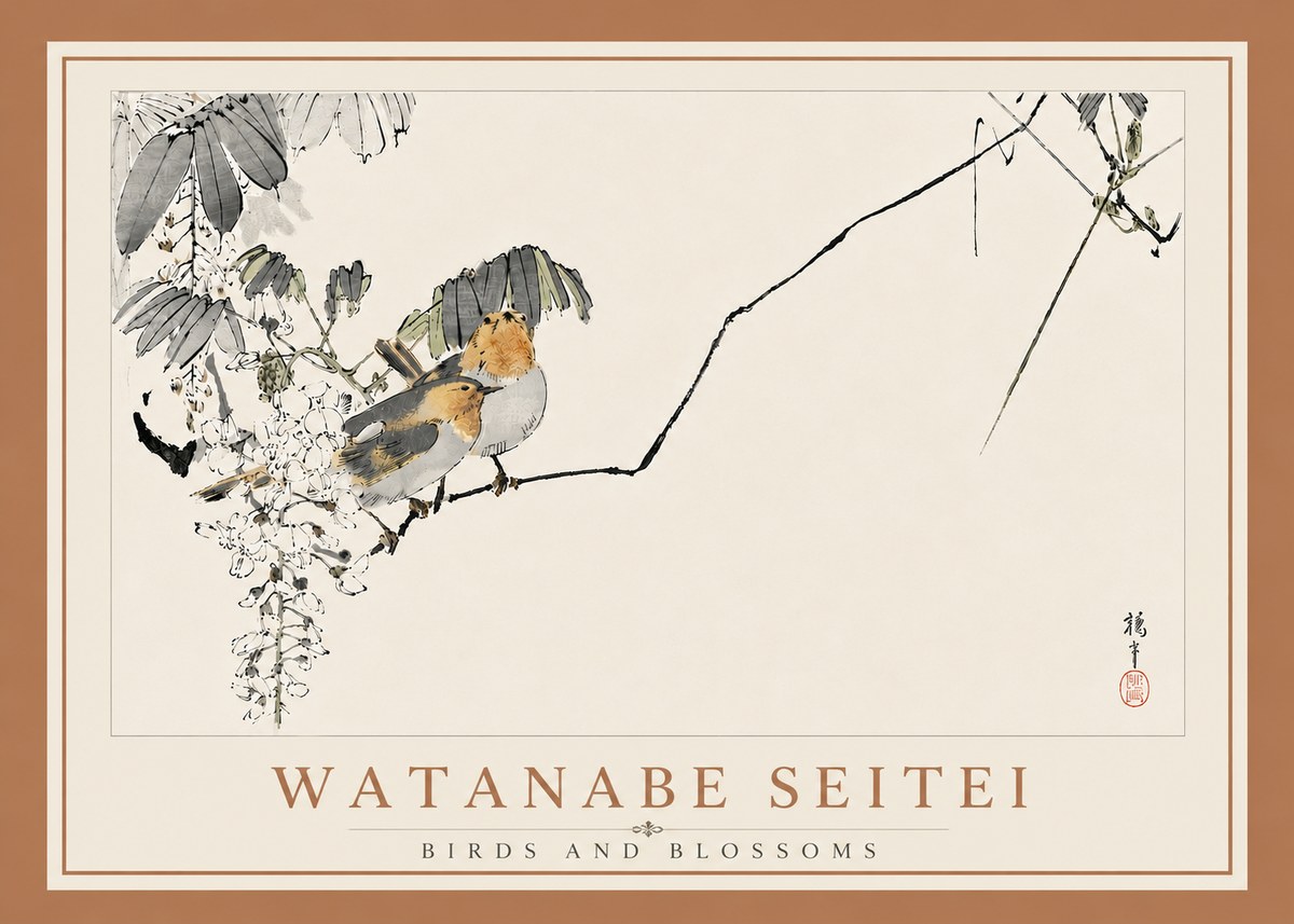 Watanabe Seitei Birds and Blossoms No6 - Affiche
