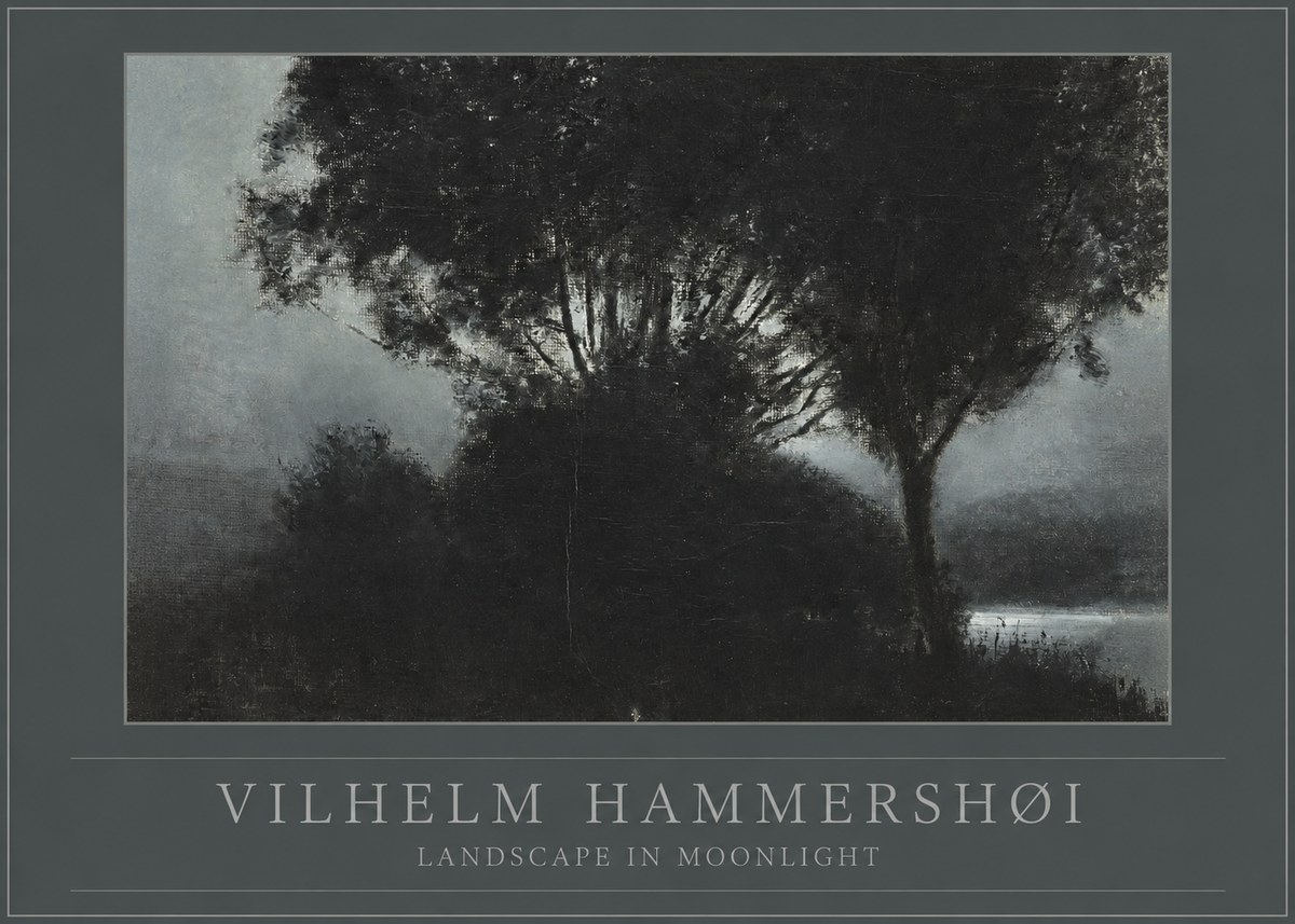 Vilhelm Hammershøi Landscape in Moonlight No1 - Affiche