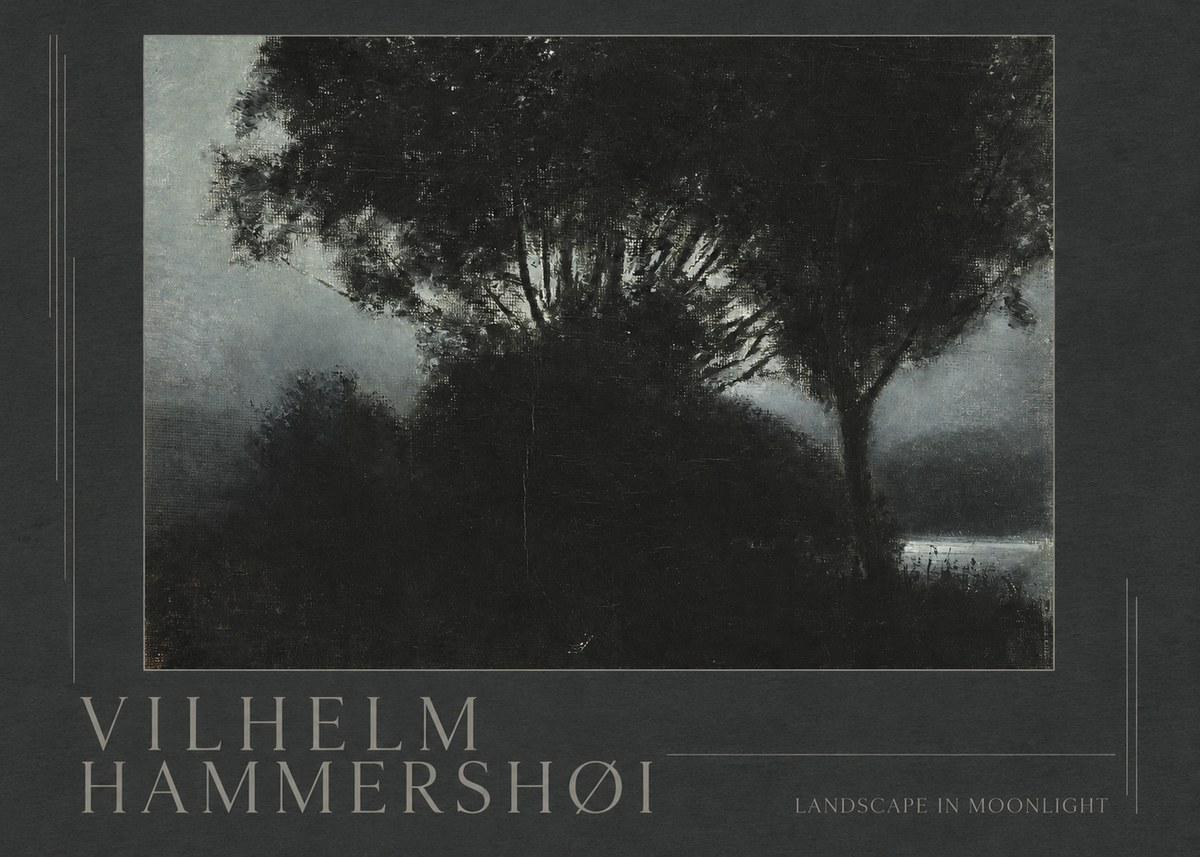 Vilhelm Hammershøi Landscape in Moonlight No5 - Affiche