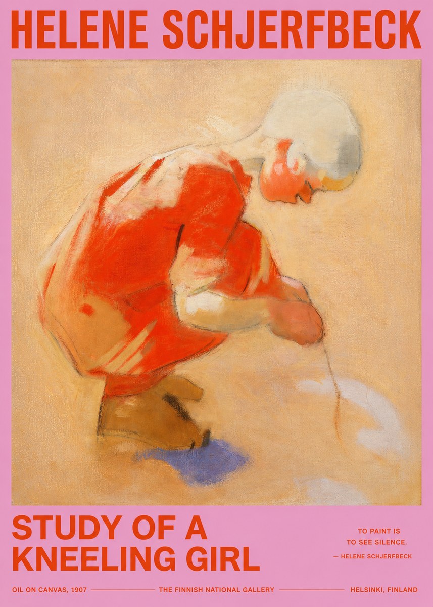 Helene Schjerfbeck Study of a Kneeling Girl No2 - Affiche