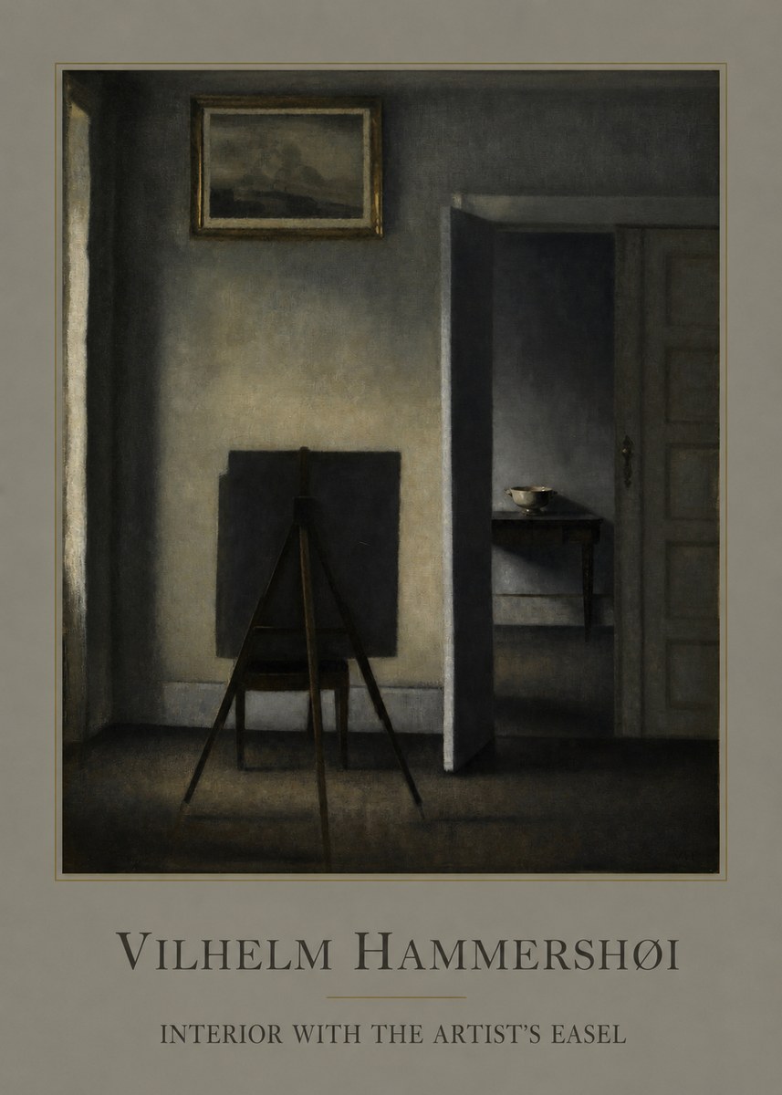 Vilhelm Hammershøi Interior with the Artist's Easel I No1 - Affiche