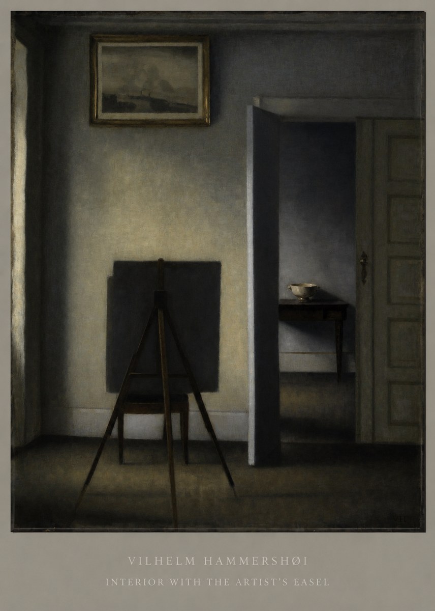 Vilhelm Hammershøi Interior with the Artist's Easel I No6 - Affiche