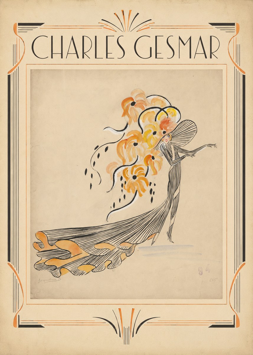 Charles Gesmar Lady with Floral Headdress No1 - Affiche