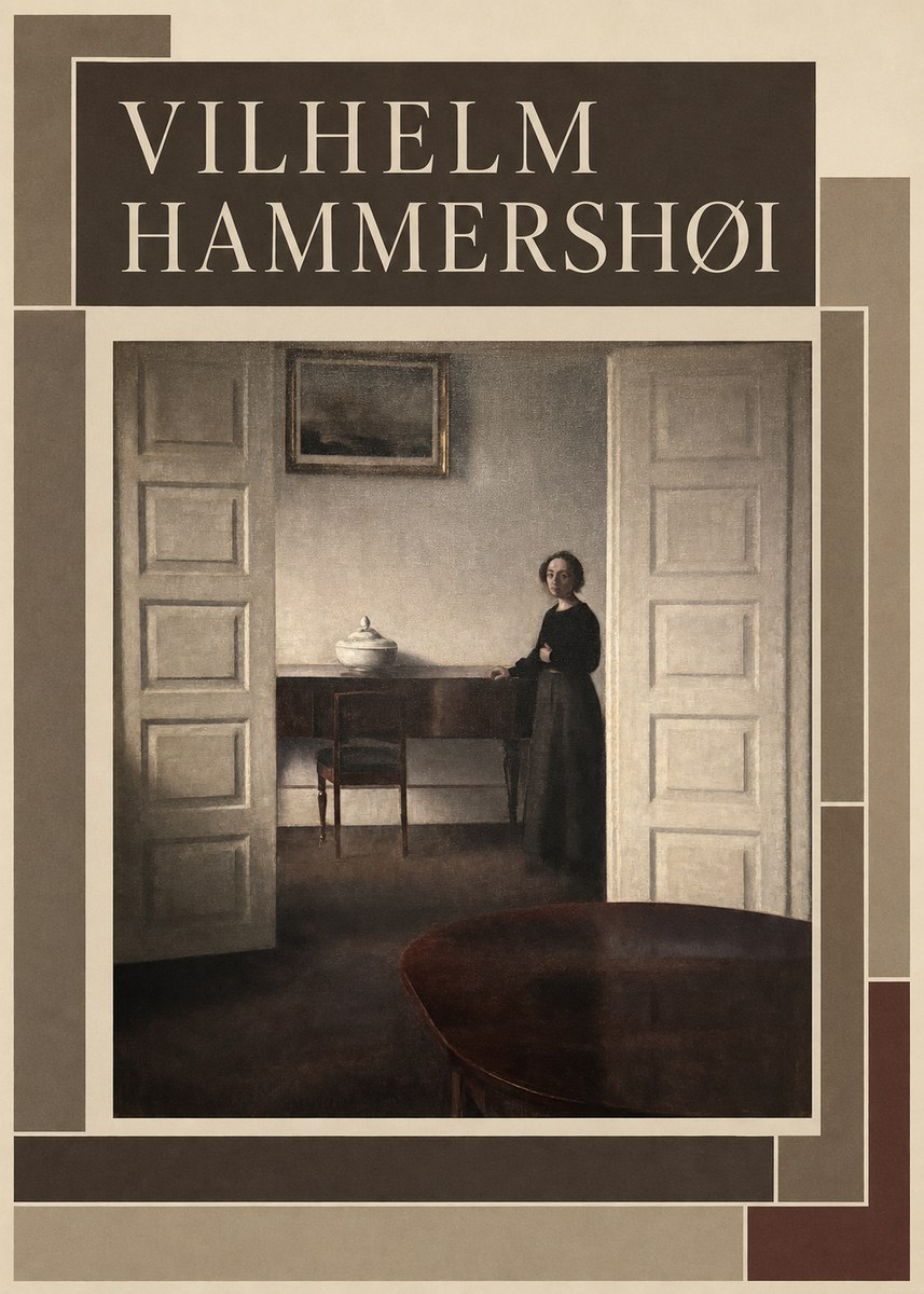 Vilhelm Hammershøi Interior with a Standing Woman No3 - Affiche