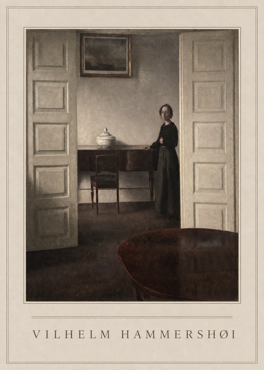 Vilhelm Hammershøi Interior with a Standing Woman No4 - Affiche