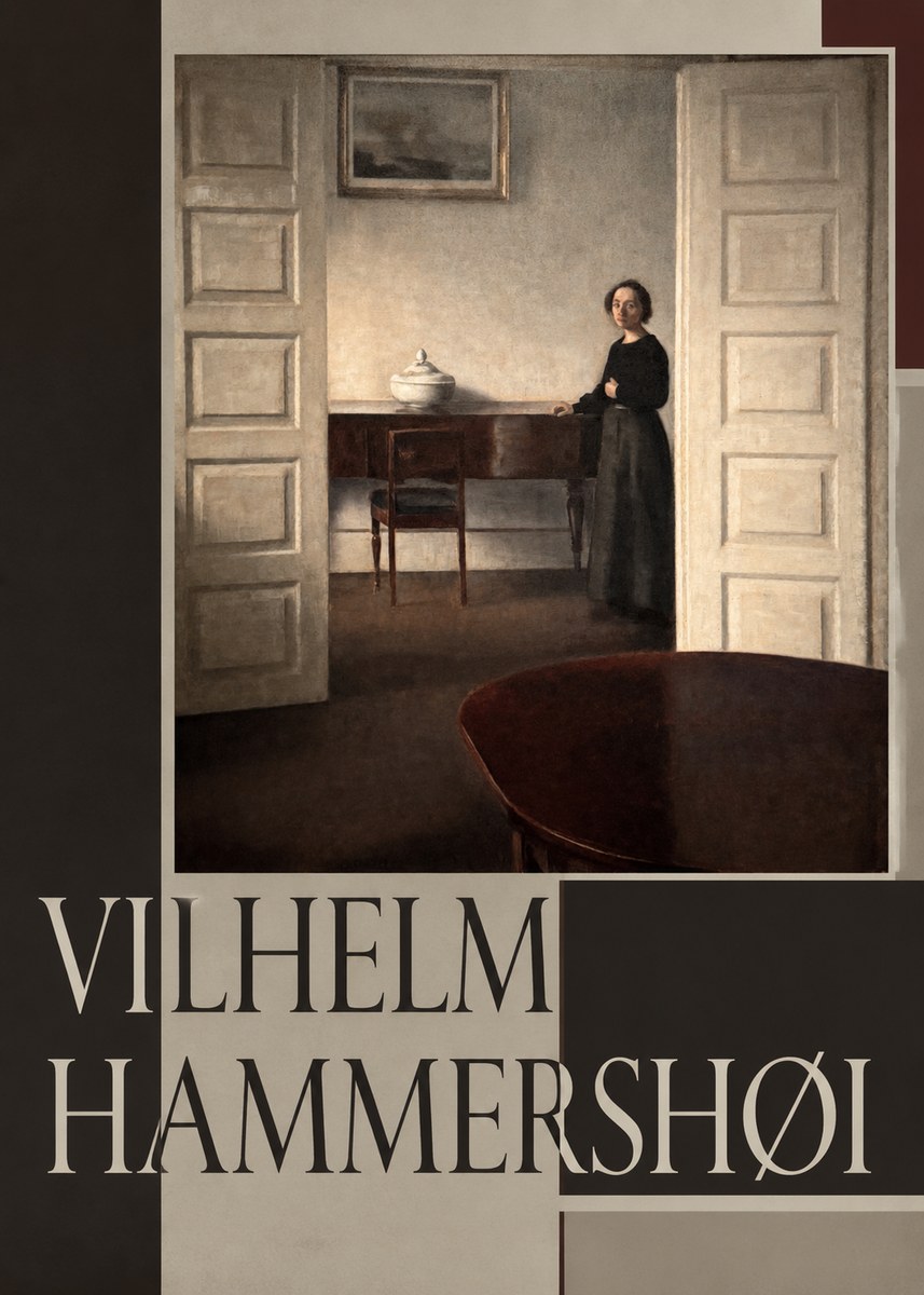 Vilhelm Hammershøi Interior with a Standing Woman No5 - Affiche