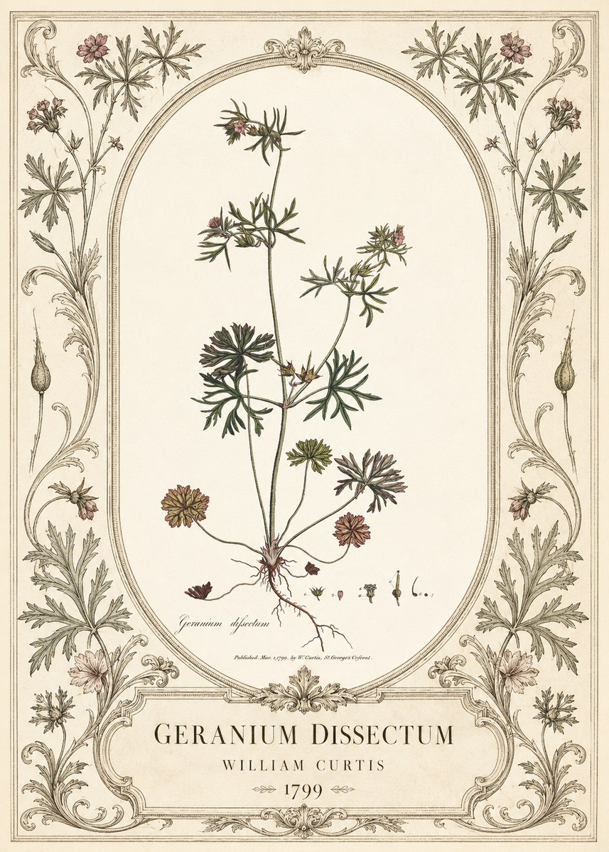 William Curtis Geranium Dissectum I No3 - Affiche