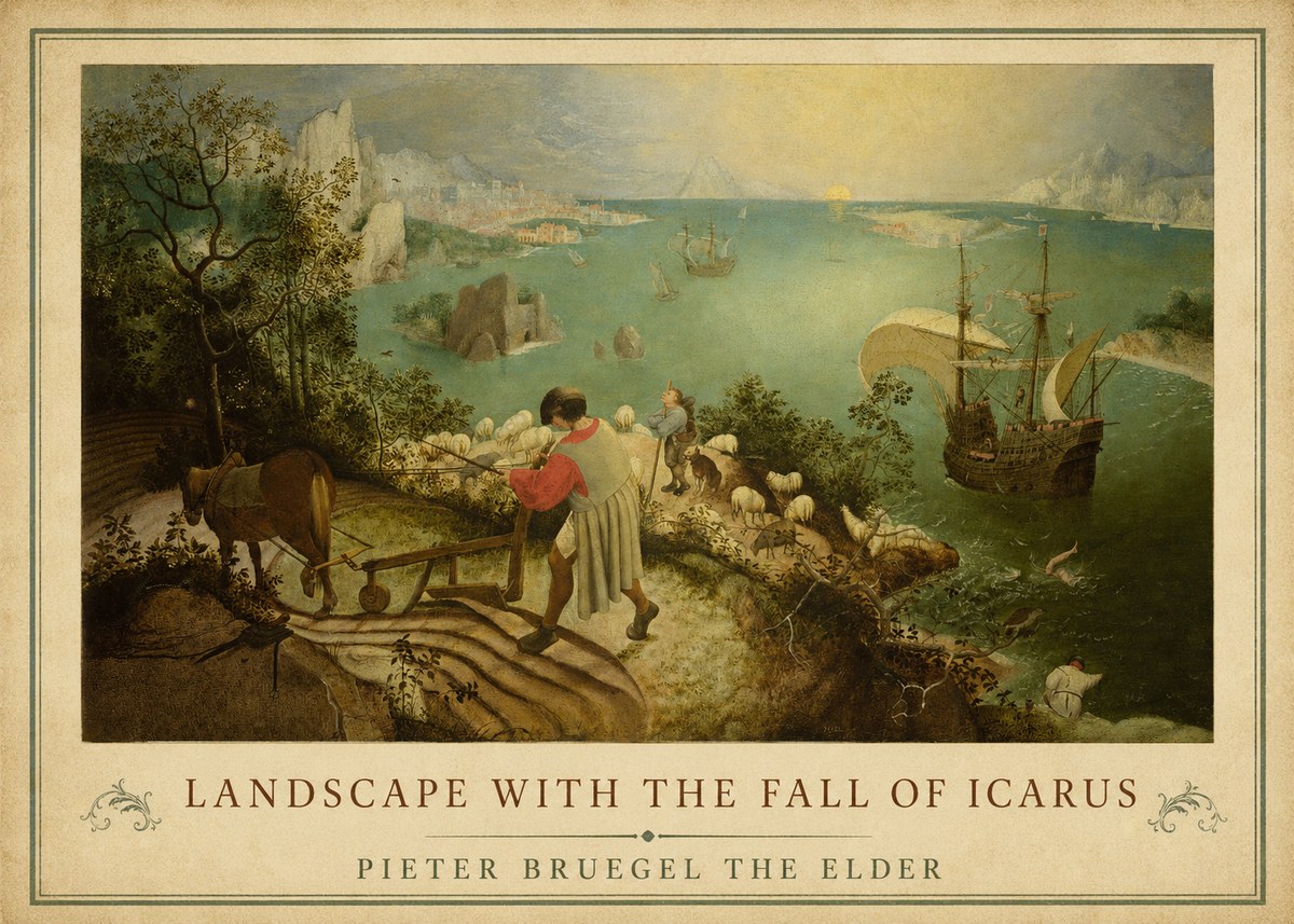 Pieter Bruegel Landscape with the Fall of Icarus II No1 - Affiche
