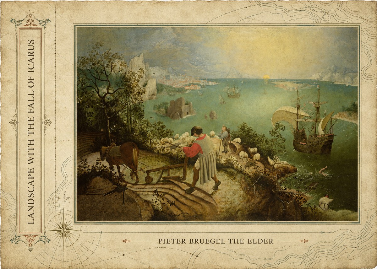 Pieter Bruegel Landscape with the Fall of Icarus II No2 - Affiche