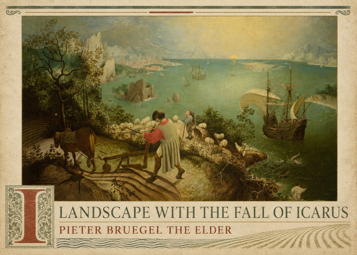 Pieter Bruegel Landscape with the Fall of Icarus II No3 - Affiche