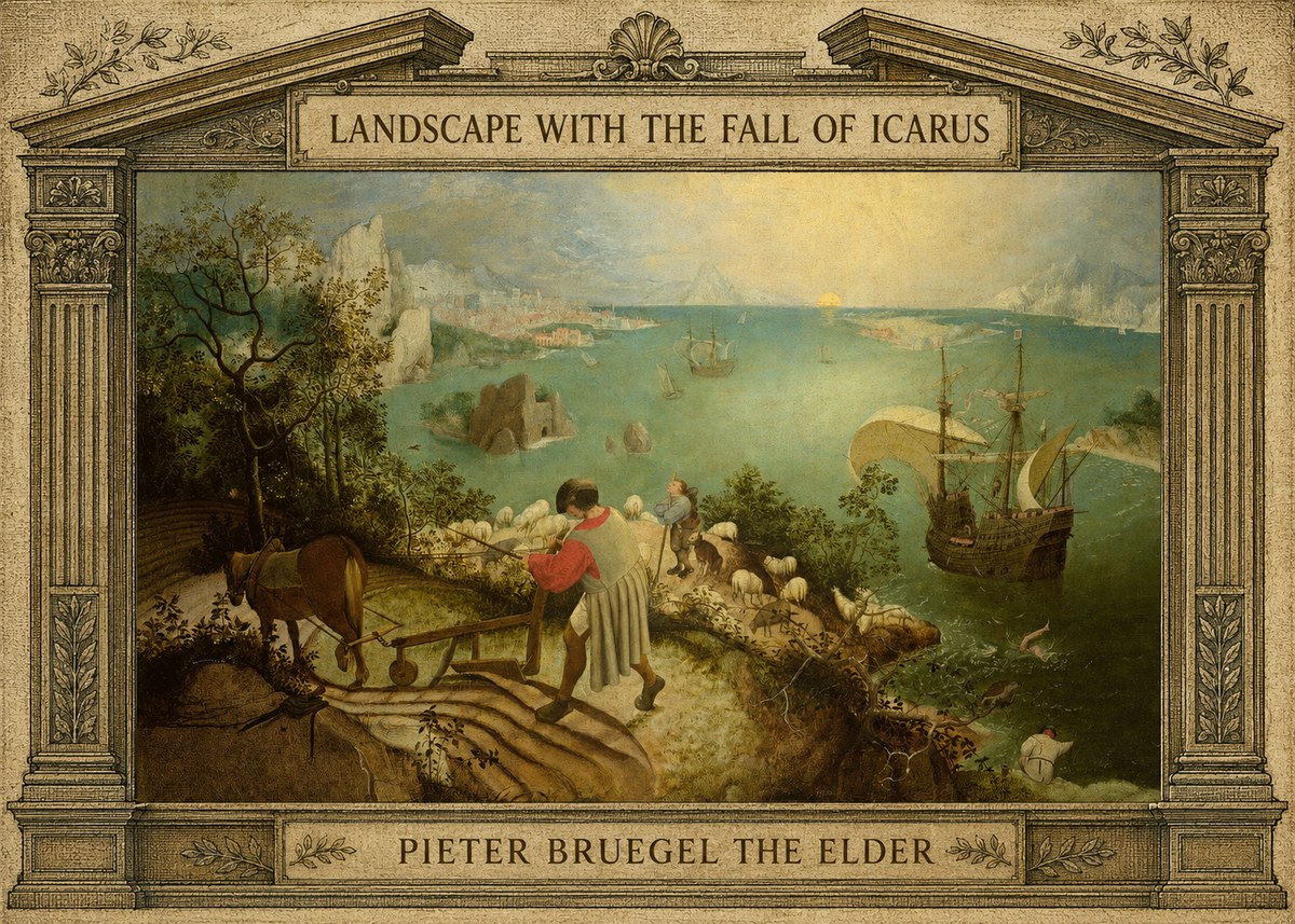 Pieter Bruegel Landscape with the Fall of Icarus II No4 - Affiche