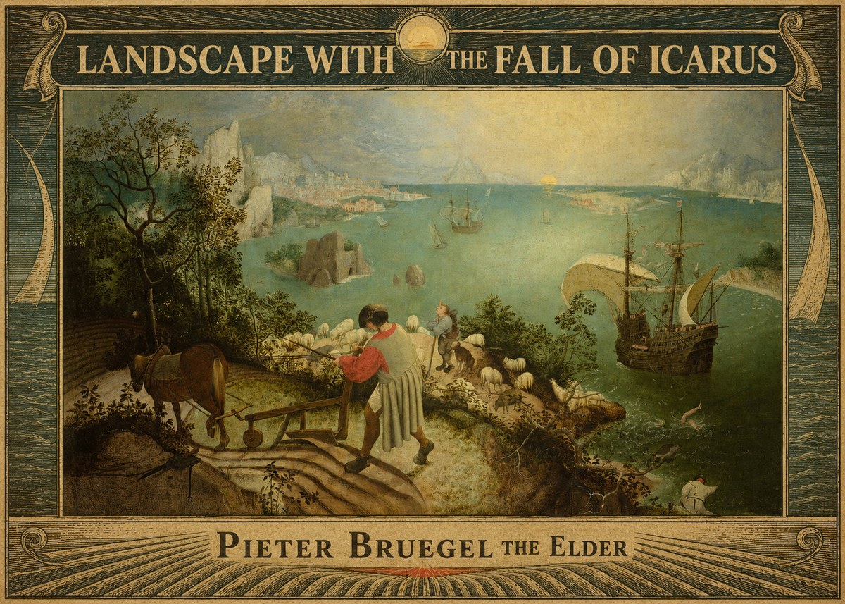 Pieter Bruegel Landscape with the Fall of Icarus II No6 - Affiche