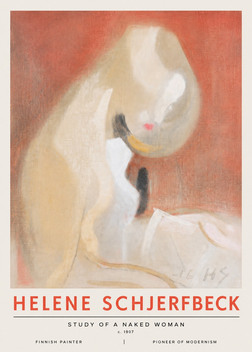 Helene Schjerfbeck Study of a Naked Woman No6 - Affiche