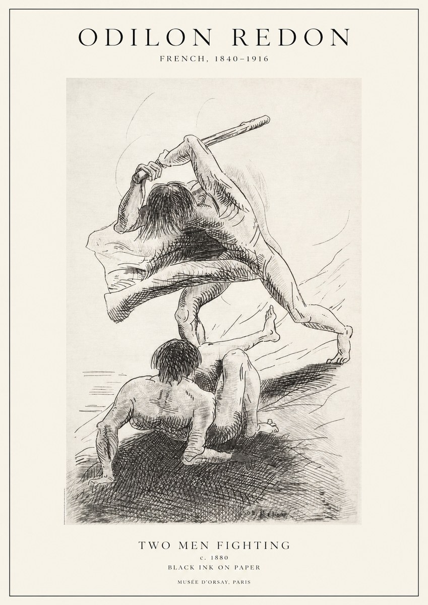 Odilon Redon Two Men Fighting No1 - Affiche