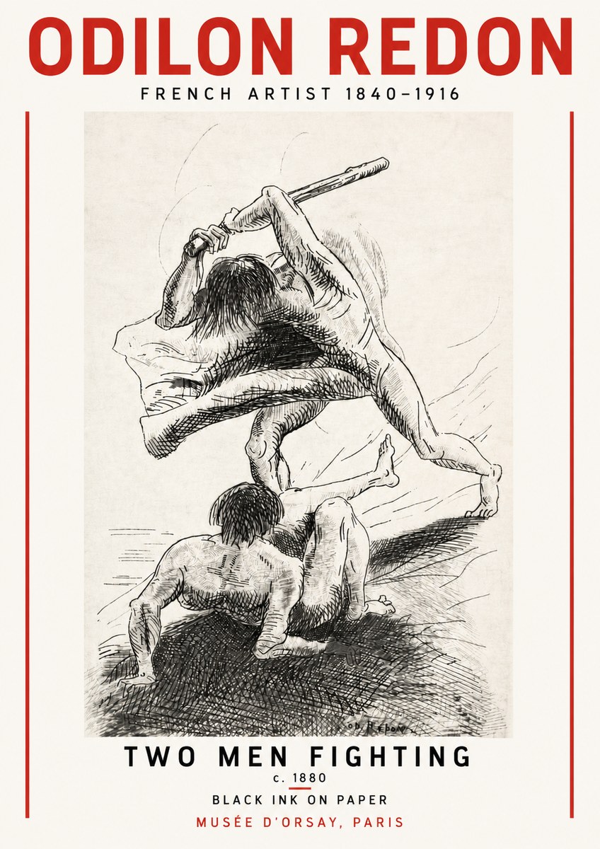 Odilon Redon Two Men Fighting No5 - Affiche