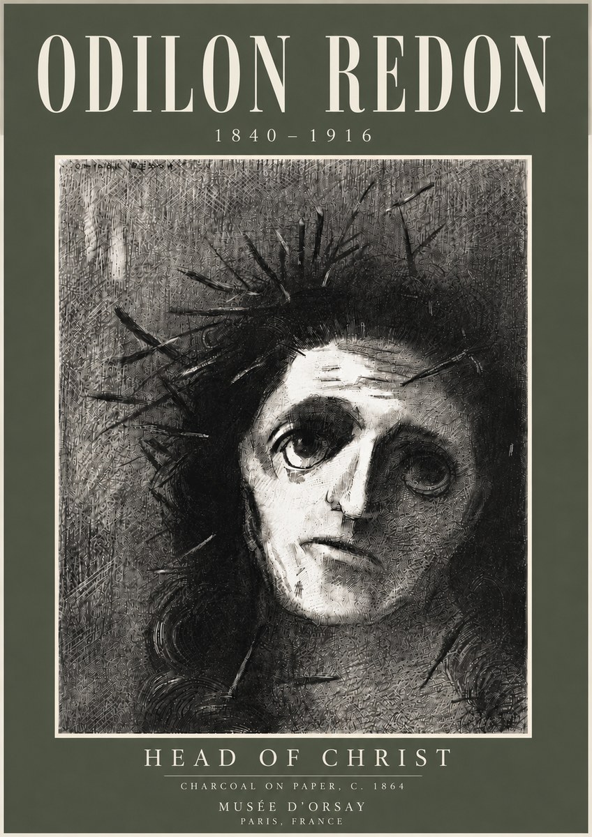 Odilon Redon Head of Christ I No5 - Affiche