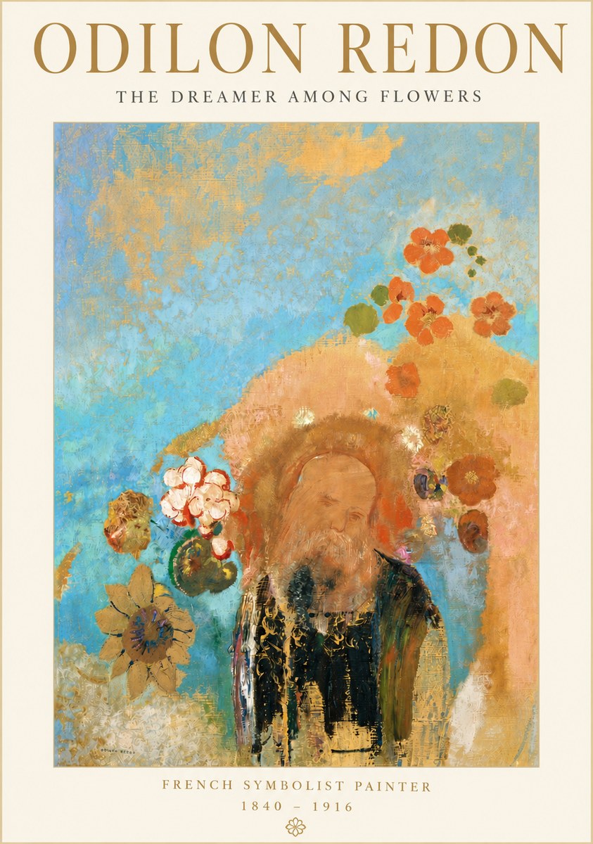 Odilon Redon The Dreamer Among Flowers No3 - Affiche