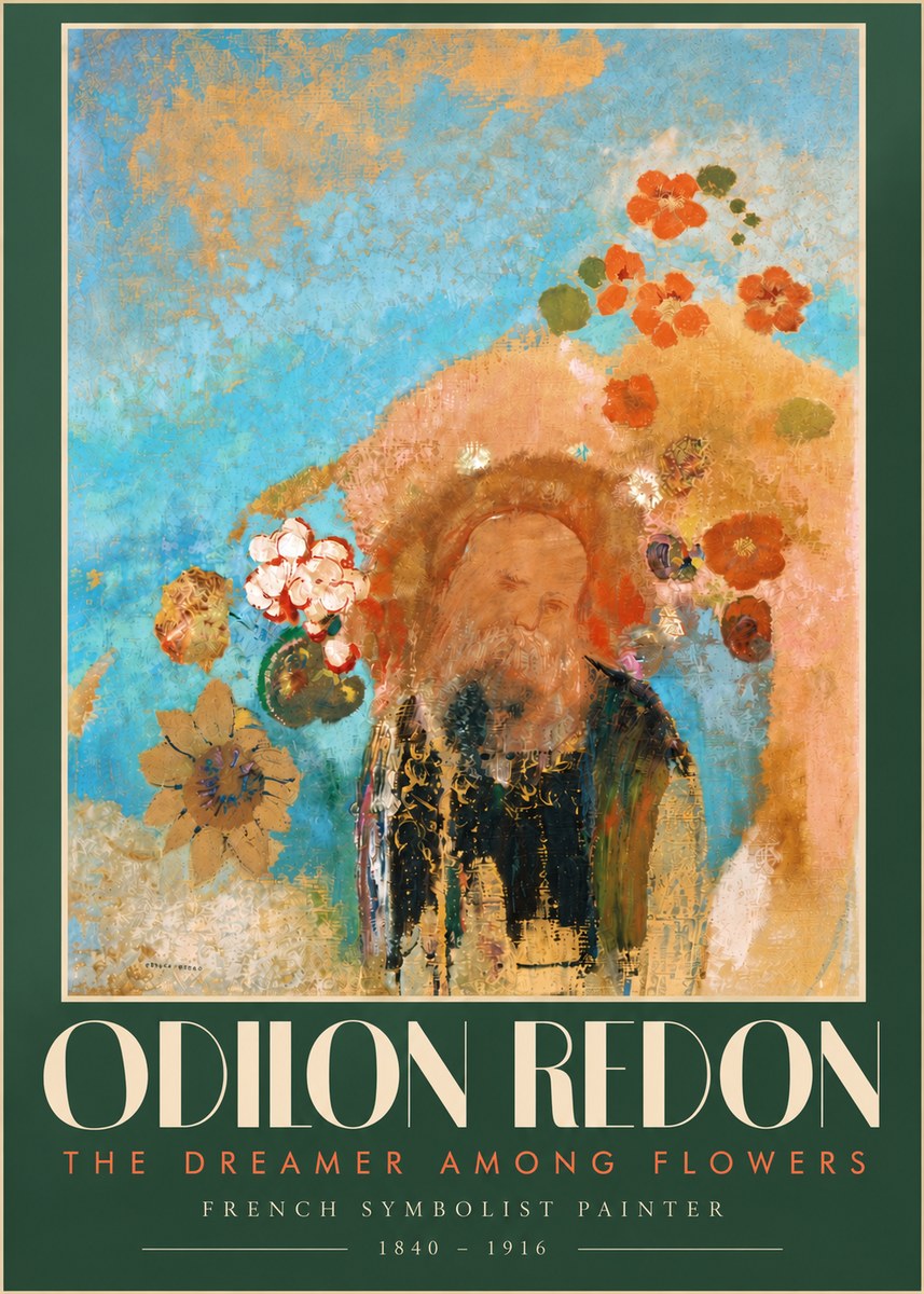 Odilon Redon The Dreamer Among Flowers No5 - Affiche