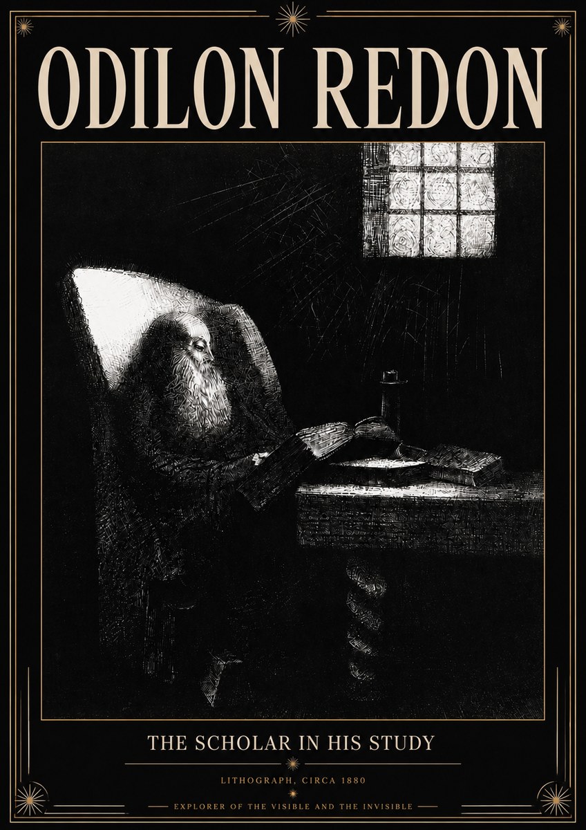 Odilon Redon The Scholar in His Study No3 - Affiche