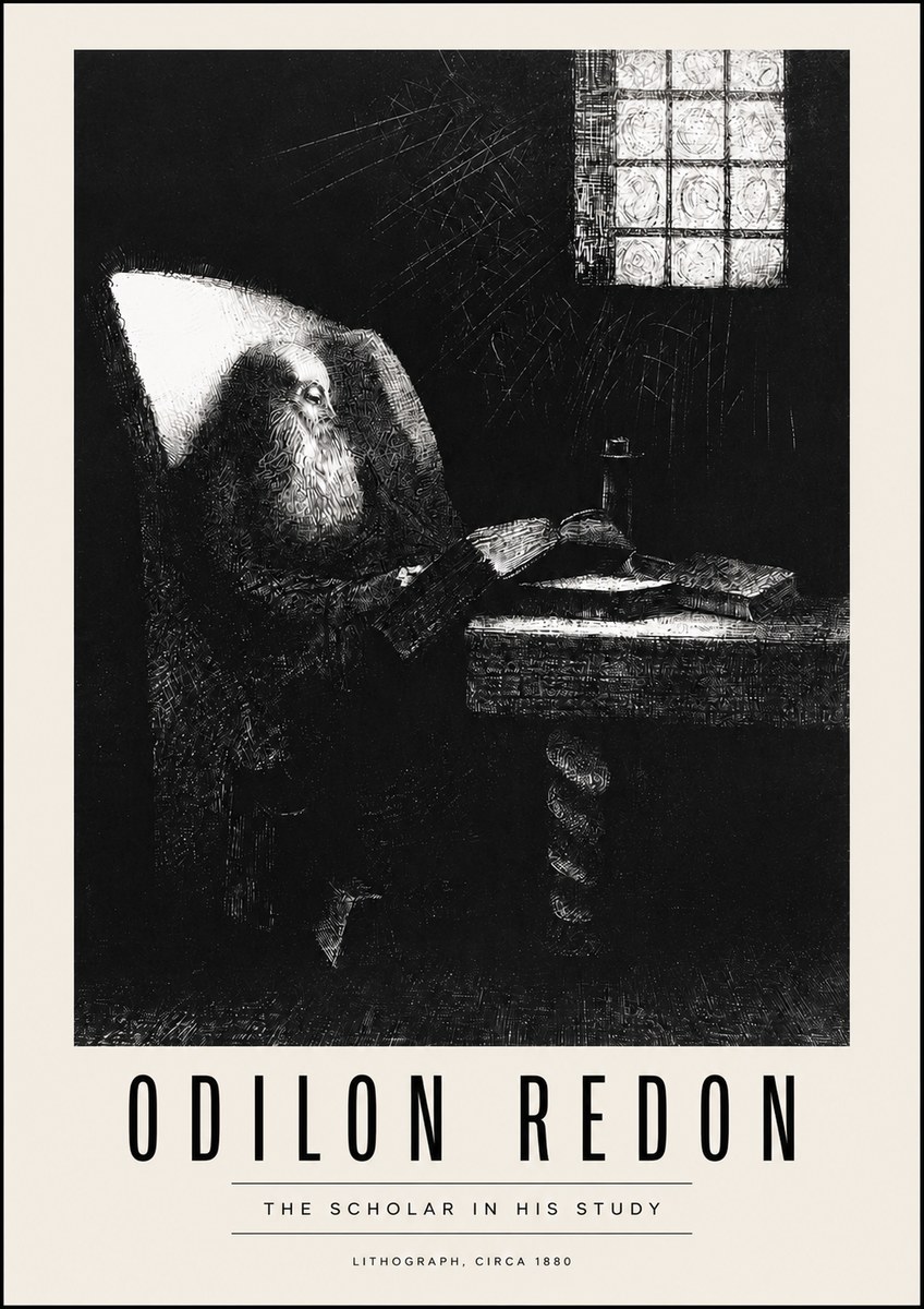 Odilon Redon The Scholar in His Study No4 - Affiche