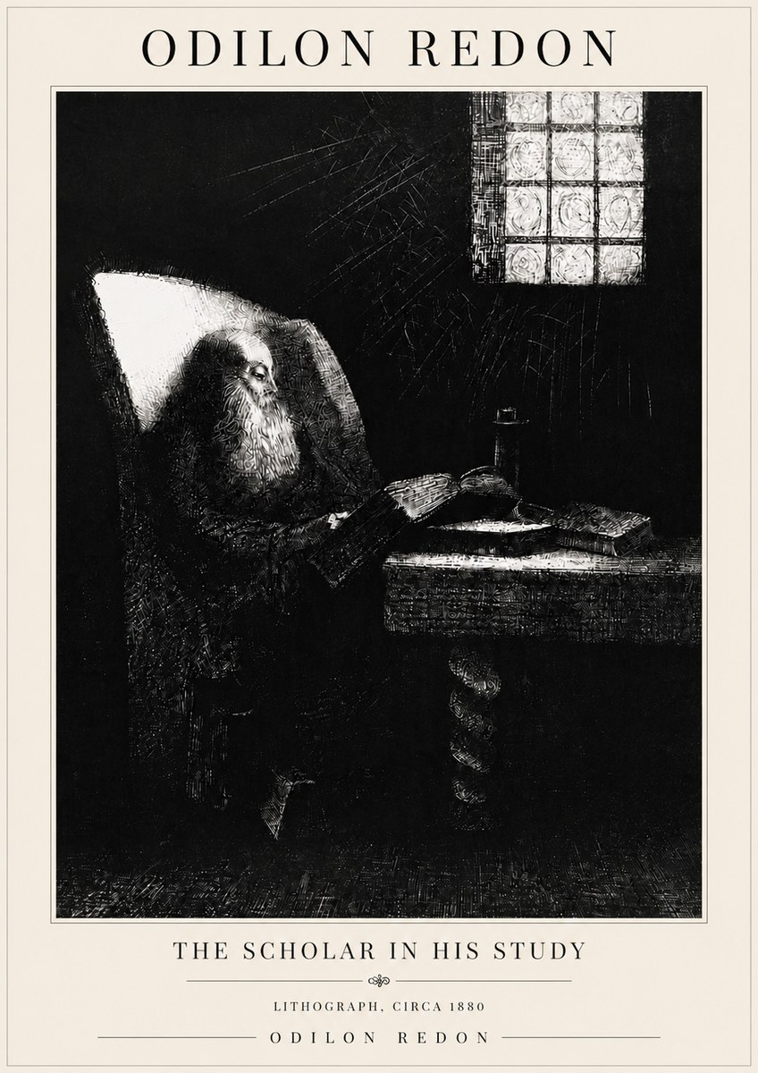 Odilon Redon The Scholar in His Study No6 - Affiche