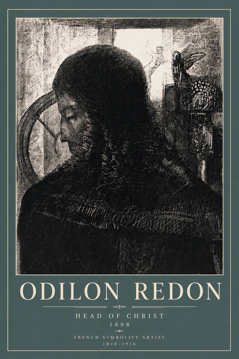 Odilon Redon Head of Christ II No5 - Affiche