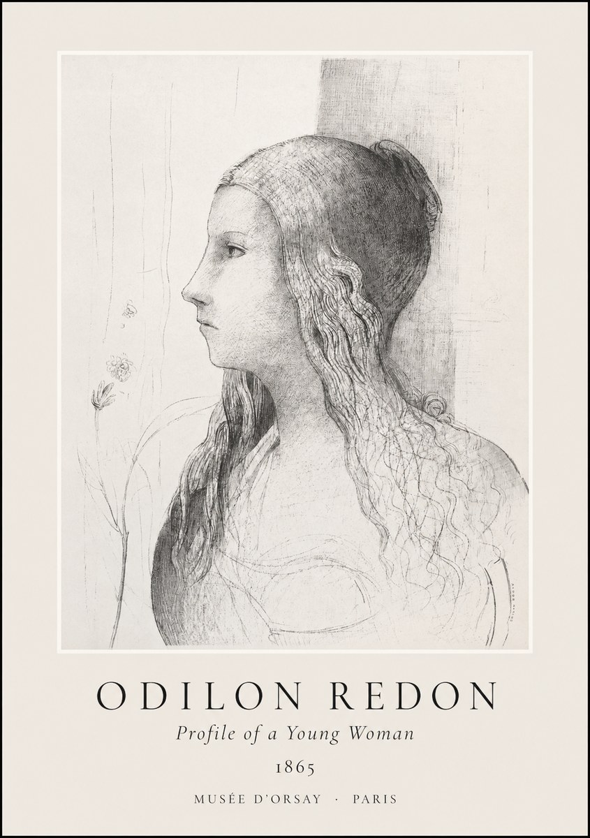 Odilon Redon Profile of a Young Woman No1 - Affiche