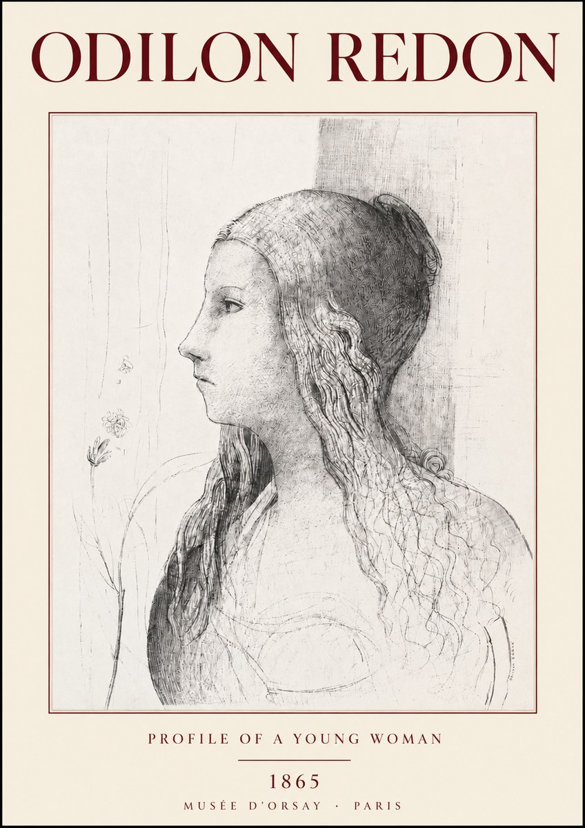 Odilon Redon Profile of a Young Woman No3 - Affiche