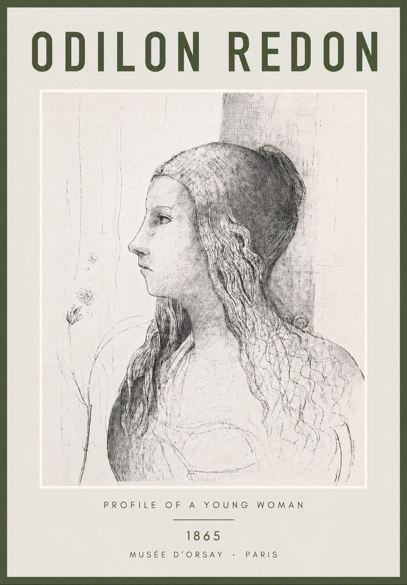 Odilon Redon Profile of a Young Woman No4 - Affiche