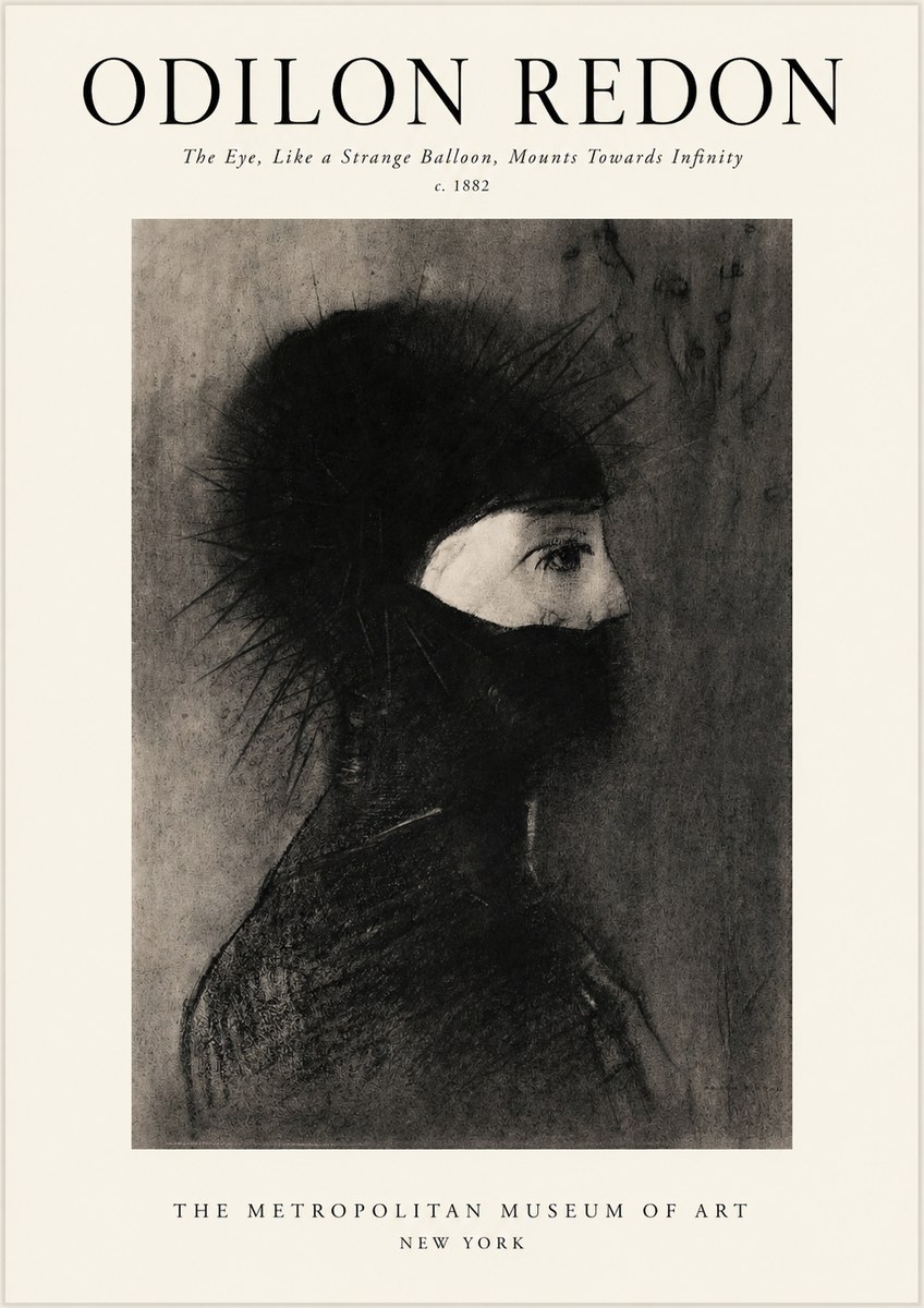 Odilon Redon The Eye, Like a Strange Balloon, Mounts Towards Infinity No1 - Affiche
